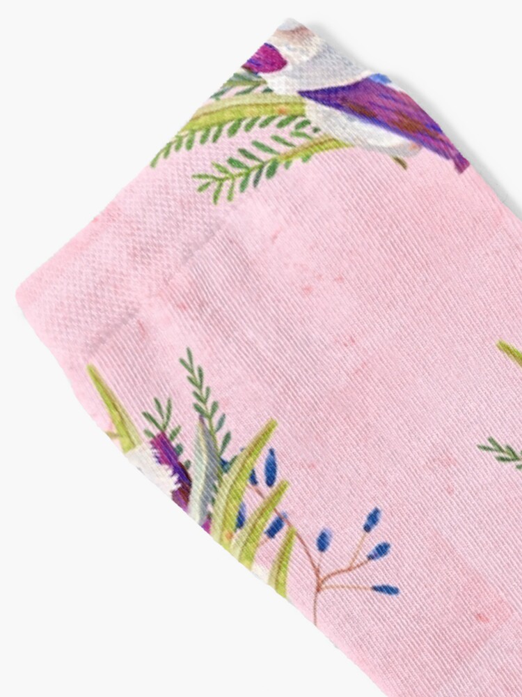 Alternate view of Watercolour Australian Koala and foliage on a pink background Socks
