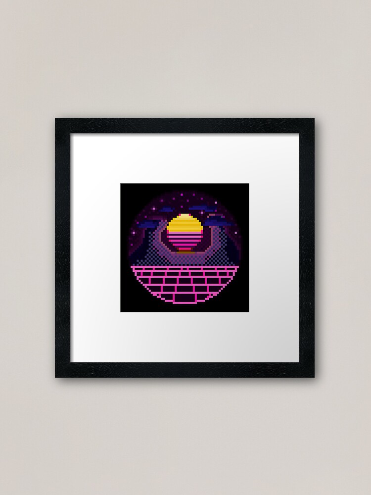 Pixel Art 64bit Synth Retrowave Grid Mountain Sunset iPad Case