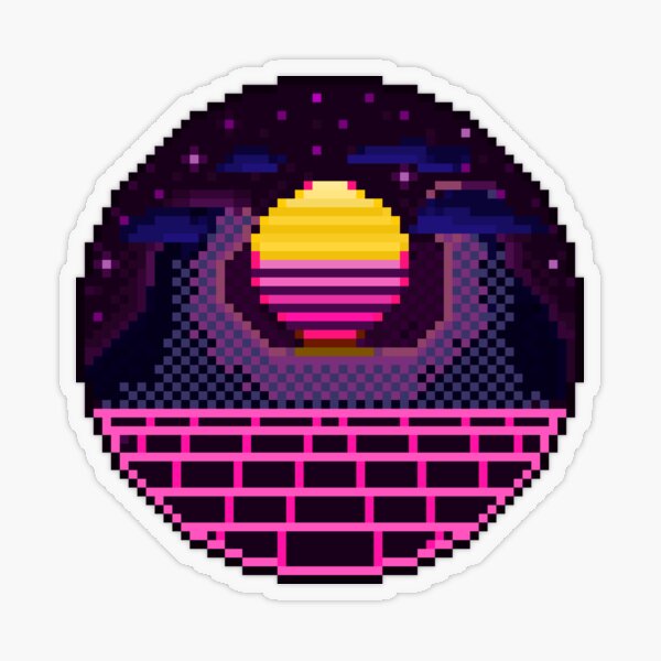 Pixel Art 64bit Synth Retrowave Grid Mountain Sunset iPad Case