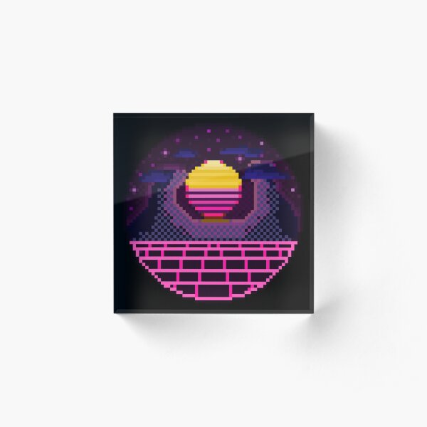 Pixel Art 64bit Synth Retrowave Grid Mountain Sunset iPad Case