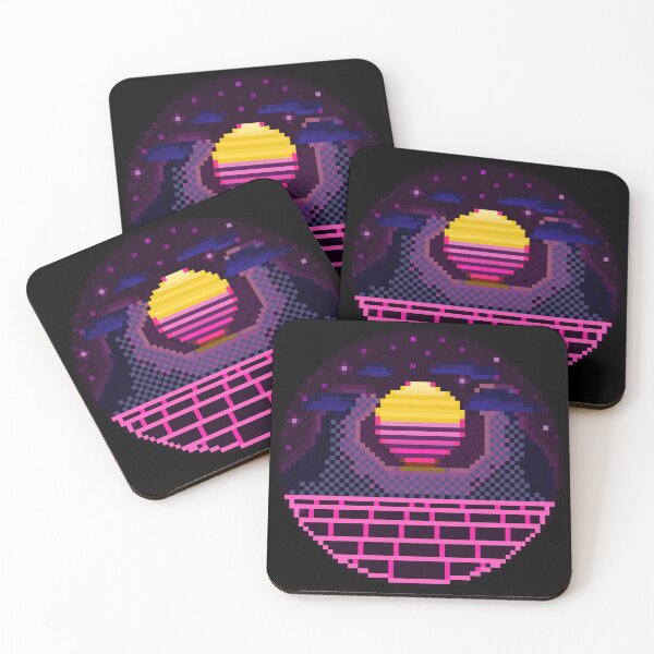 Item preview, Pixel Art 64bit Synth Retrowave Grid Mountain Sunset designed and sold by jadefyre.