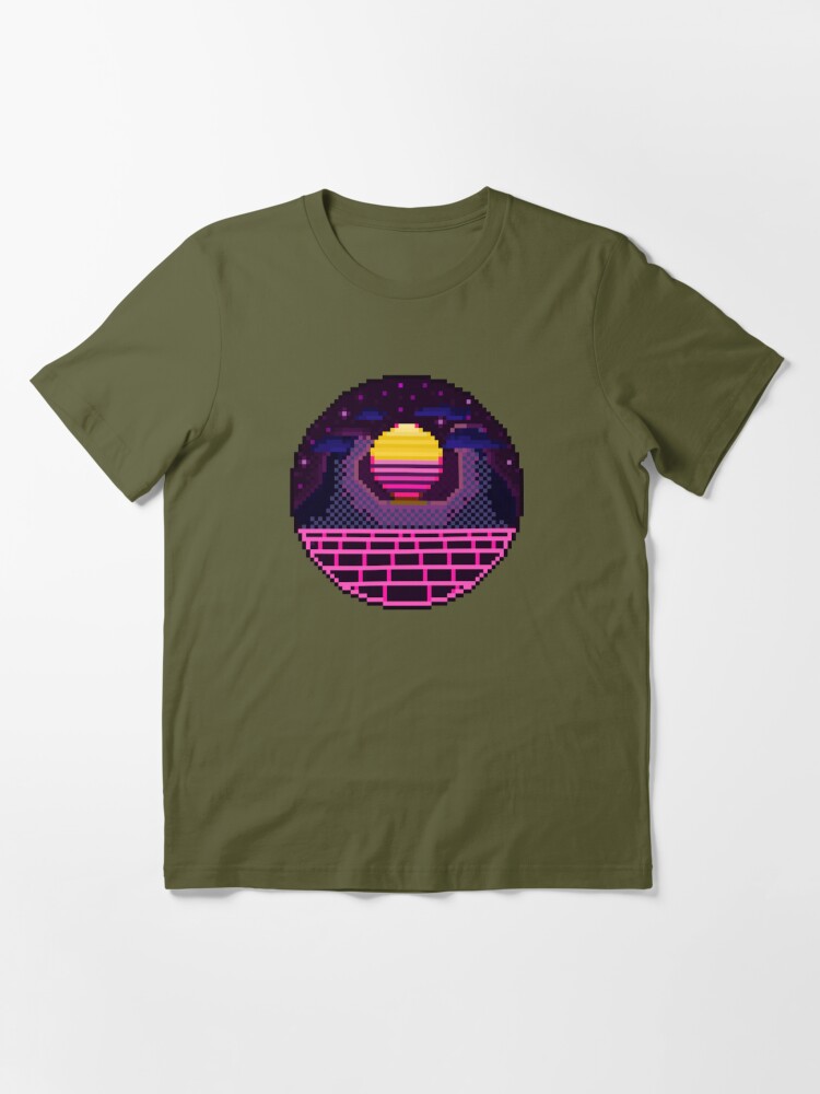 Pixel Art 64bit Synth Retrowave Grid Mountain Sunset Sticker for