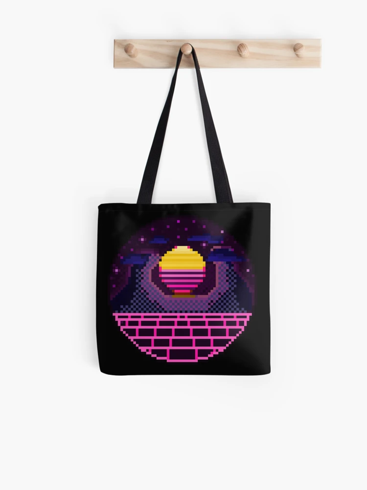 Pixel Art 64bit Synth Retrowave Grid Mountain Sunset Sticker for