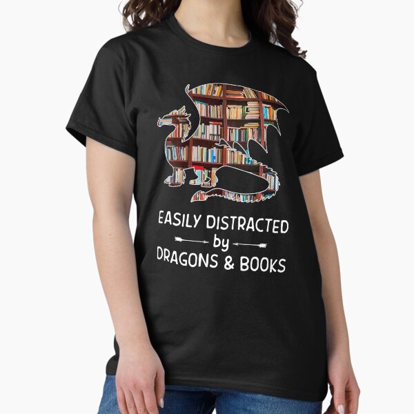 Artikel-Vorschau von Book Dragon Shirt Bücherwurm Leicht abgelenkt von Dragons & Books, designt und verkauft von Lala-coneal.