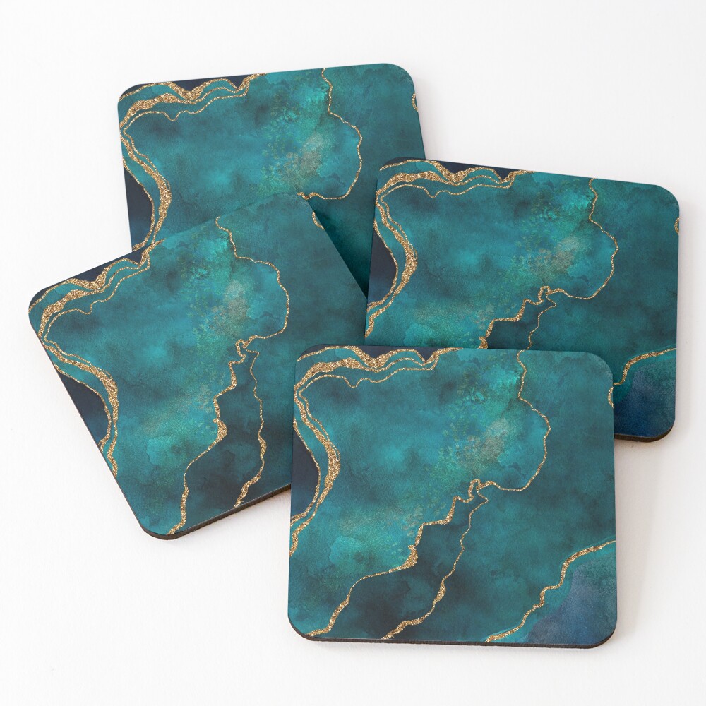 Golden Gemstone Glamour Mineral Coasters (Set of 4)