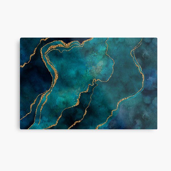 Golden Gemstone Glamour Mineral Metal Print