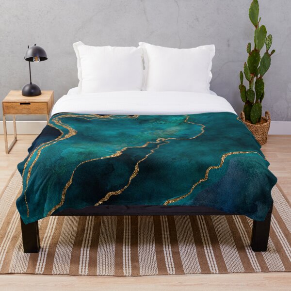 Golden Gemstone Glamour Mineral Throw Blanket