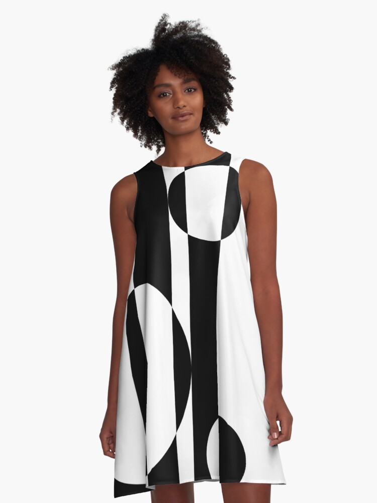 Black and White Retro Geometric Pattern A-Line Dress for Sale by  ArtformDesigns