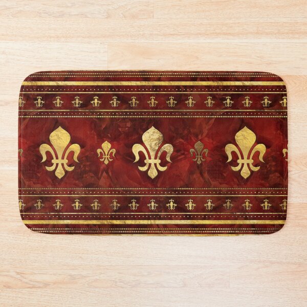 Item preview, Fleur-de-lis Red Marble and Gold designed and sold by k9printart.
