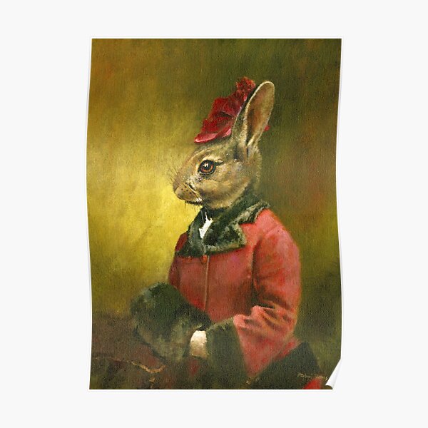Victorian Lady Rabbit Poster