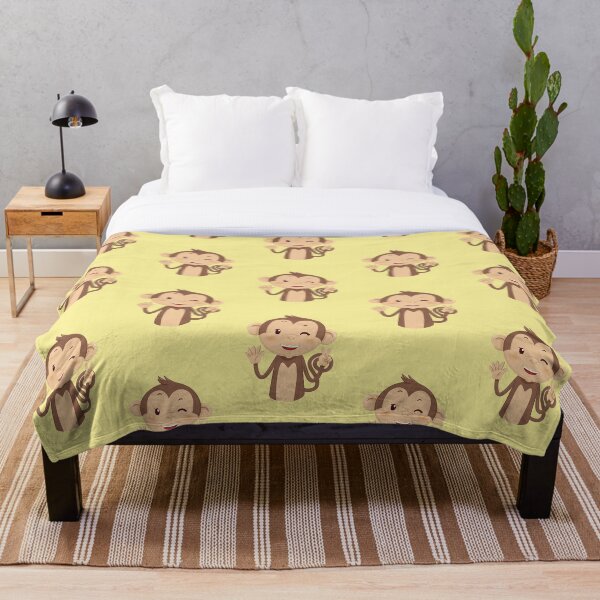 Happy Monkey Throw Blanket