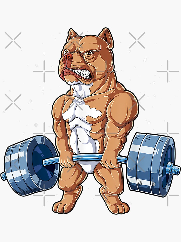 "Pit Bull Weightlifting Funny Deadlift Men Fitness Gym Gifts" Sticker
