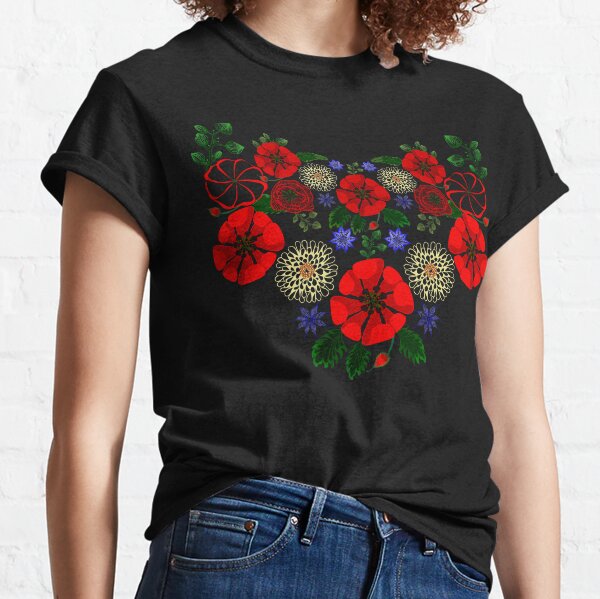 Embroidery Flower T-Shirts for Sale