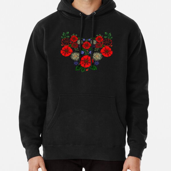 Cute Floral Ukraine Retro Vintage Ukrainian Embroidery Vyshyvanka Style Pullover Hoodie