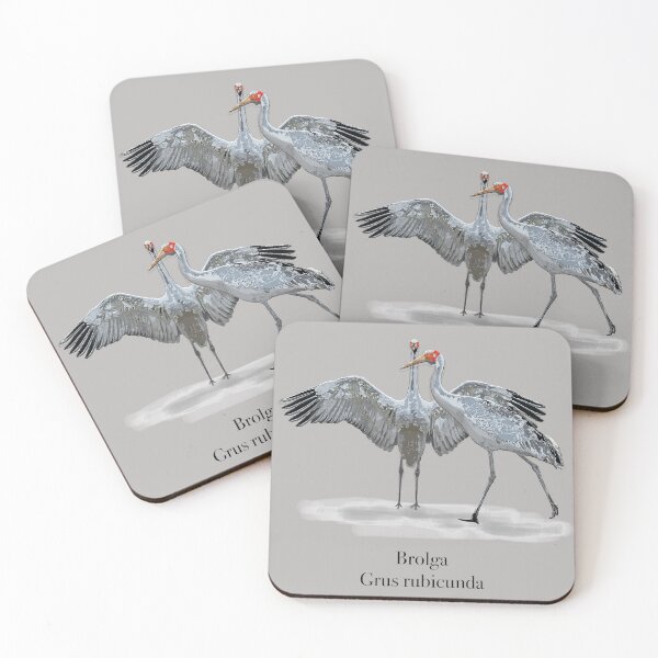 Item preview, Brolga (Grus rubicunda) by Chrissy Wild on grey designed and sold by ChrissyWild.