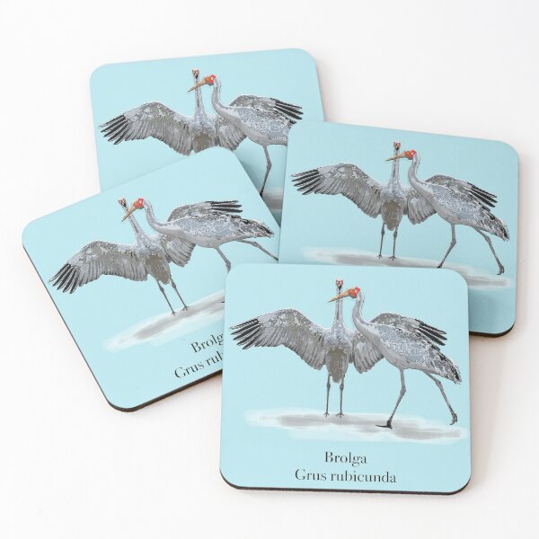 Item preview, Copy of Brolga (Grus rubicunda) by Chrissy Wild on blue designed and sold by ChrissyWild.