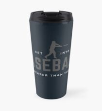 Get Into Baseball. It's Cheaper Than Therapy. Funny sports meme. Perfect gift for players, teams, coaches, fans. Travel Mug