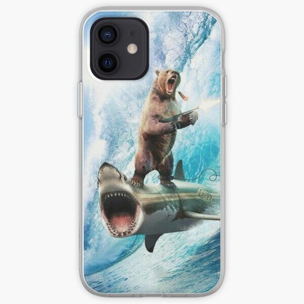 Bear Surfing On Shark iPhone Soft Case