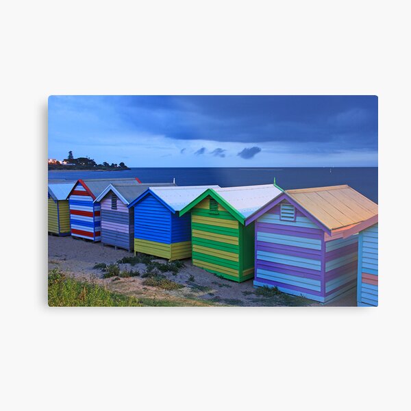Brighton beach boxes at dusk Metal Print