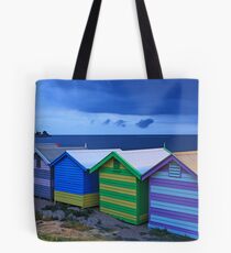 Brighton beach boxes at dusk Tote Bag
