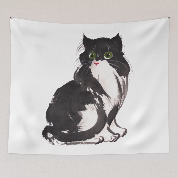Artikelvorschau, Schwarzweiss-Katzen-Sumie-Aquarell- und Tuschemalerei entworfen und verkauft von ladyshekk.