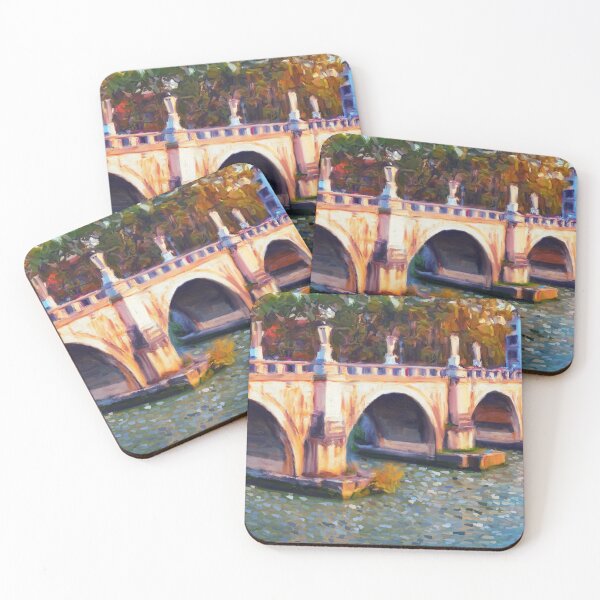 Item preview, River Bridge Cityscape Impressionist Painting Decorative designed and sold by livianasgifts.