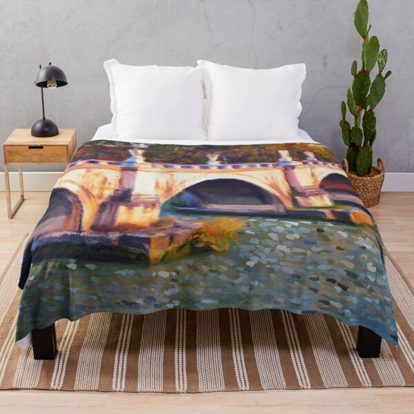 Item preview, River Bridge Cityscape Impressionist Painting Decorative designed and sold by livianasgifts.