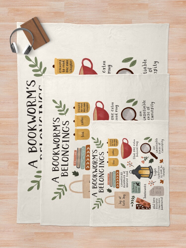 Alternate view of A Bookworm's Belongings Throw Blanket