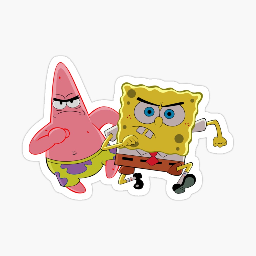 Spongebob Patrick Chasing Angry Meme Sticker Framed Art Print By Grace Cop Redbubble