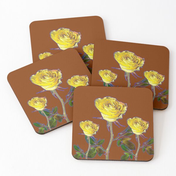 Item preview, YELLOW ROSES ON BURGUNDY ART  designed and sold by sharlesart.