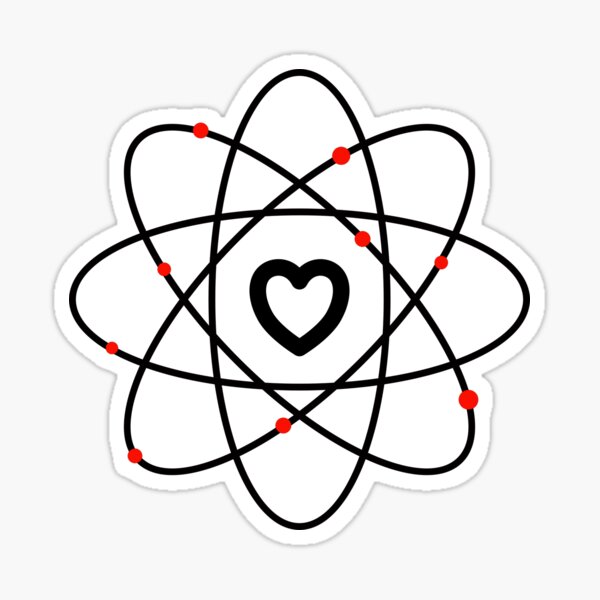 "Heart atom with red electrons" Sticker for Sale by NerdySherds Redbubble