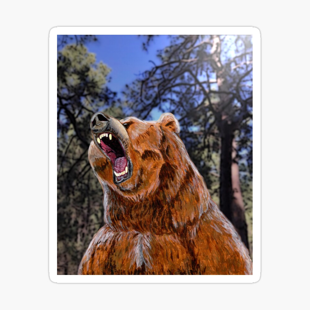 Roaring Brown Bear Poster By Greatmnfossilco Redbubble