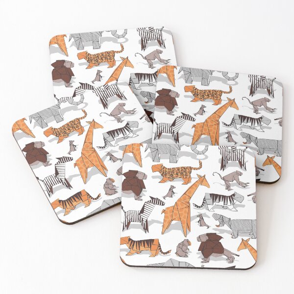 Item preview, Origami animalier // white background orange giraffes designed and sold by SelmaCardoso.