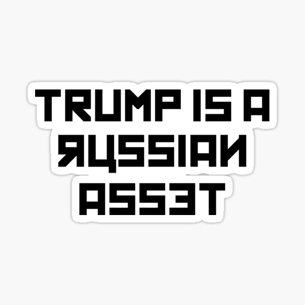 Vista previa del artículo con la obra «Trump es un activo ruso», diseñado y vendido por SmithDigital.