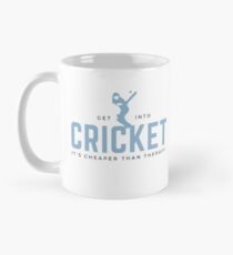 Get Into Cricket. It's Cheaper Than Therapy. Funny sports meme. Perfect gift for cricketers, coaches, teams, clubs, fans, umpires. Classic Mug