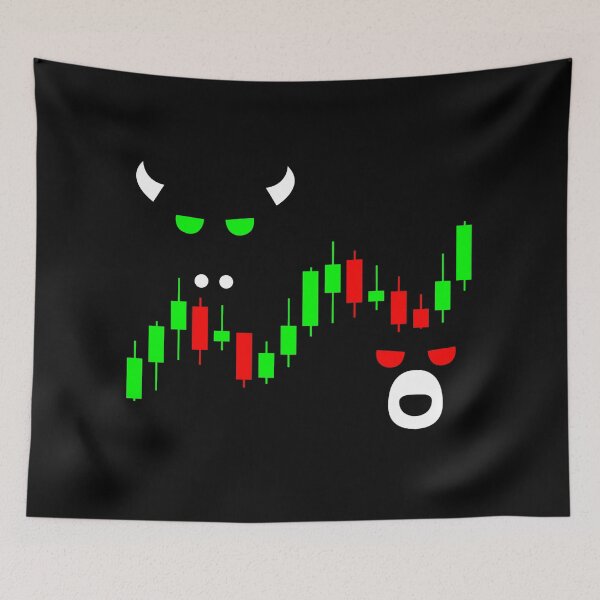 Item preview, I love trading Bear, Bull Candles and black background designed and sold by I-love-trading.