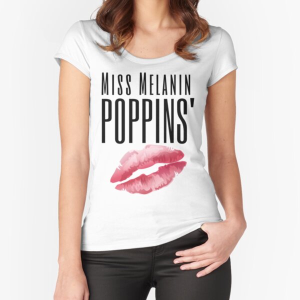 Miss Melanin Poppin' | Melanin Shirts & Black Natural Hair Rocks Apparel Fitted Scoop T-Shirt