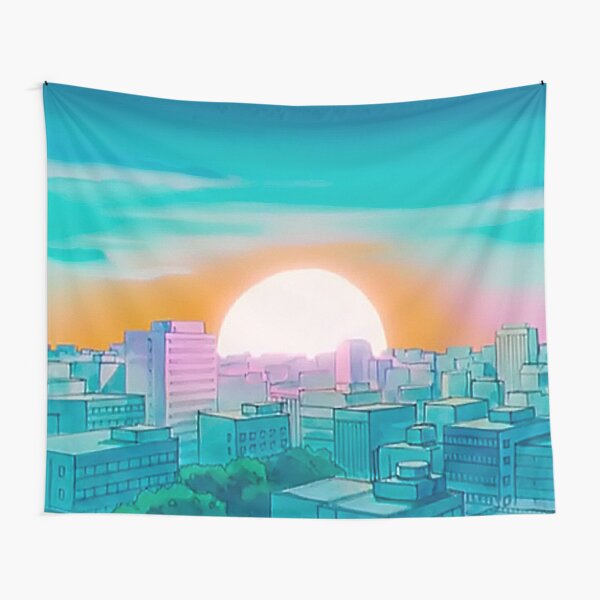 Pastel Anime City Sailor Tapestry
