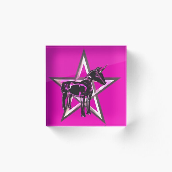 Heavy metal pink unicorn pony Acrylic Block