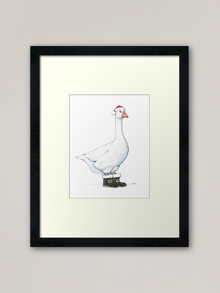 Alternate view of Snow Goose in Santa boots Framed Art Print