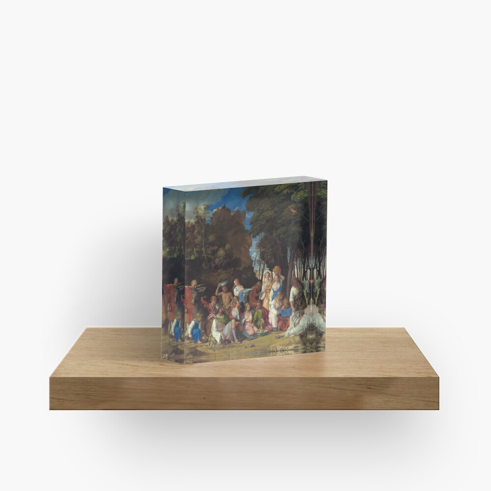 The Feast of the Gods Painting by Giovanni Bellini and Titian Acrylic Block
