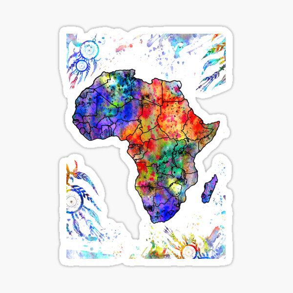 Multicolored Abstract Painting, Africa Watercolor Painting Art for