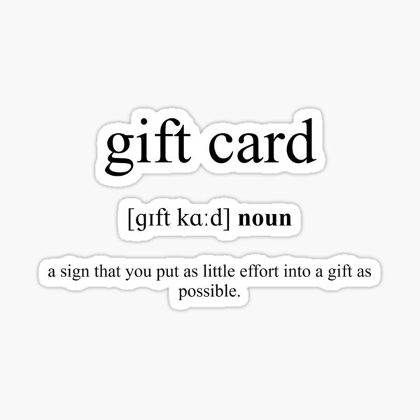 "Gift Card Definition Dictionary Collection" Sticker by