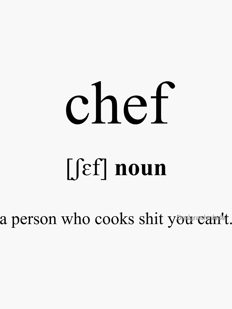 "Chef Definition Dictionary Collection" Sticker by Designschmiede Redbubble