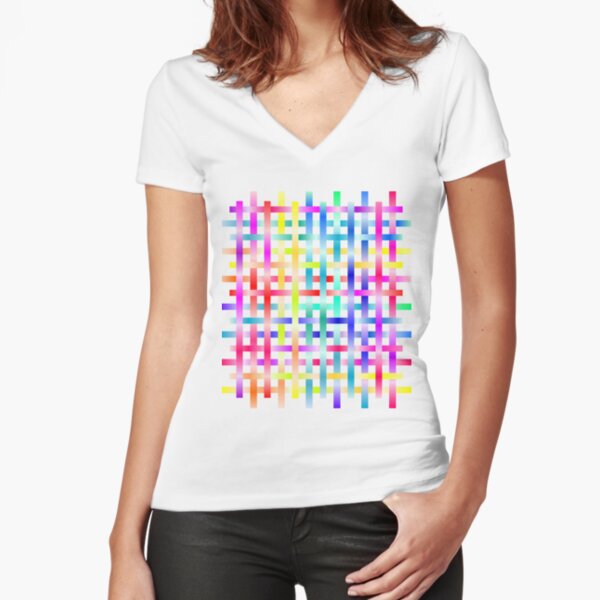 Strips Rainbow Fitted V-Neck T-Shirt