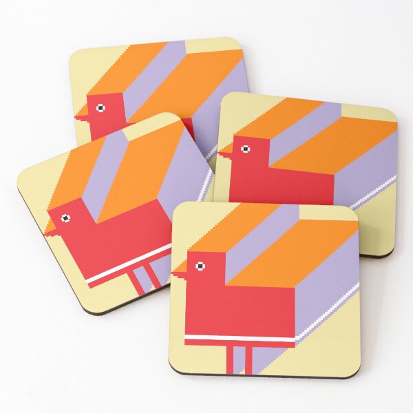 Red little bird coming for you Coasters (Set of 4)