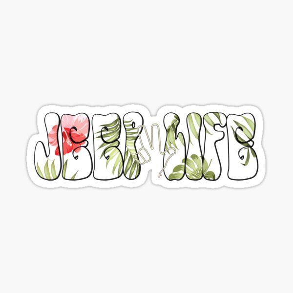 the peacelove jeep life - island theme, white red green Sticker