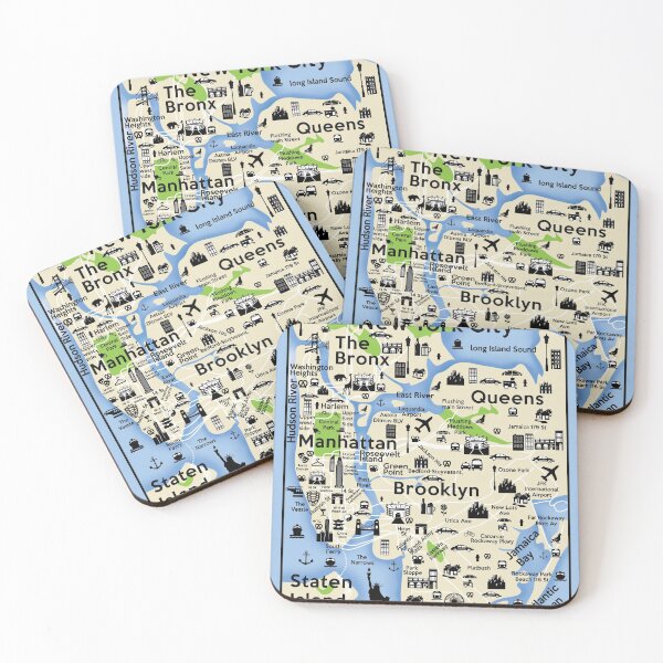 Item preview, New York, City Map, Brooklyn, Queens, Manhattan, Staten Island, Bronx, sites, City designed and sold by Pascally.