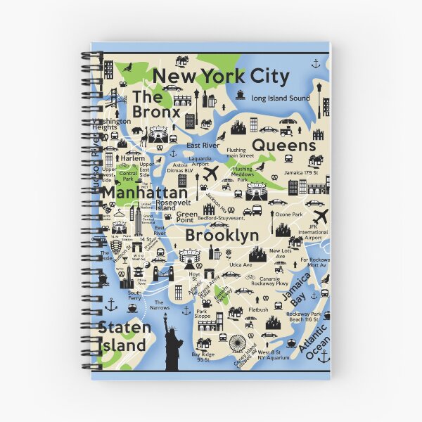 Item preview, New York, City Map, Brooklyn, Queens, Manhattan, Staten Island, Bronx, sites, City designed and sold by Pascally.