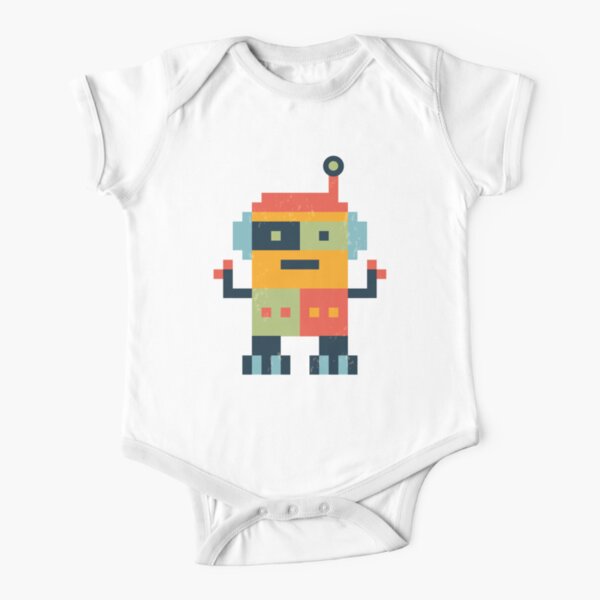 Happy Robot Pattern Short Sleeve Baby One-Piece